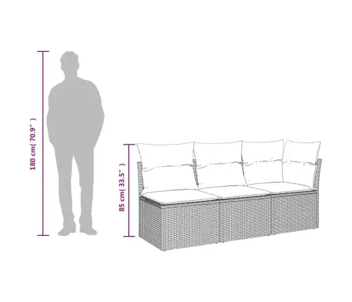 Trīsvietīgs Dārza Dīvāns Ar Matračiem, Melna Pe Rotangpalma Vidaxl