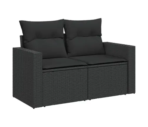 Divvietīgs Dārza Dīvāns Ar Matračiem, Melna Pe Rotangpalma Vidaxl