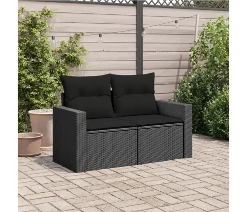 Divvietīgs Dārza Dīvāns Ar Matračiem, Melna Pe Rotangpalma Vidaxl