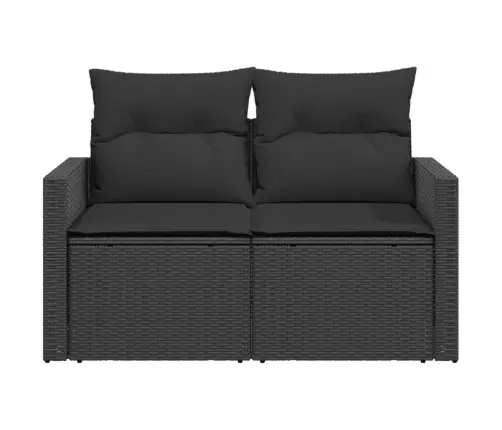 Divvietīgs Dārza Dīvāns Ar Matračiem, Melna Pe Rotangpalma Vidaxl