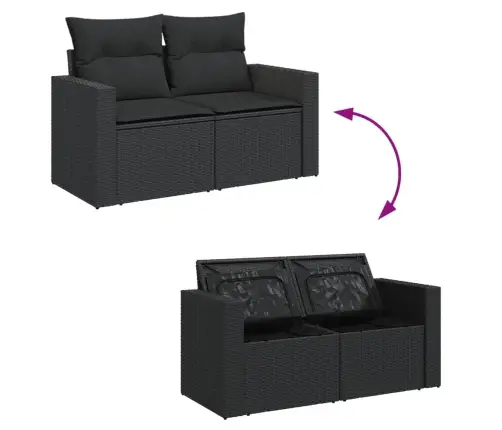 Divvietīgs Dārza Dīvāns Ar Matračiem, Melna Pe Rotangpalma Vidaxl