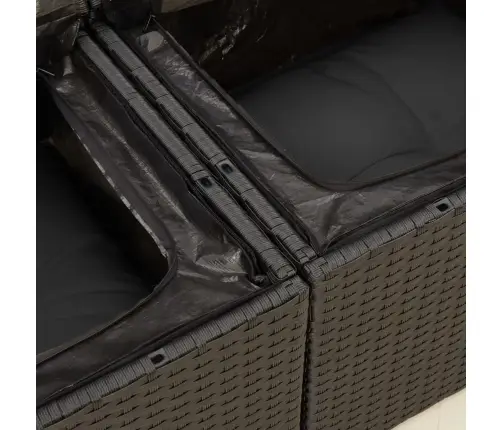 Divvietīgs Dārza Dīvāns Ar Matračiem, Melna Pe Rotangpalma Vidaxl