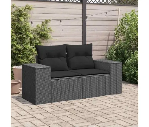 Divvietīgs Dārza Dīvāns Ar Matračiem, Melna Pe Rotangpalma Vidaxl