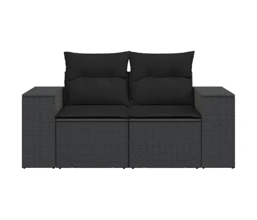 Divvietīgs Dārza Dīvāns Ar Matračiem, Melna Pe Rotangpalma Vidaxl