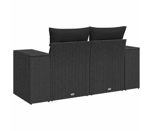 Divvietīgs Dārza Dīvāns Ar Matračiem, Melna Pe Rotangpalma Vidaxl