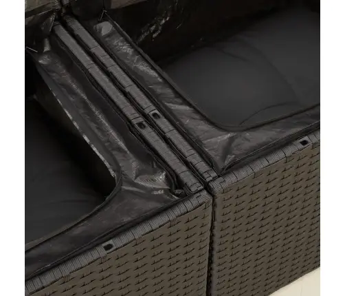 Divvietīgs Dārza Dīvāns Ar Matračiem, Melna Pe Rotangpalma Vidaxl