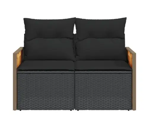 Divvietīgs Dārza Dīvāns Ar Matračiem, Melna Pe Rotangpalma Vidaxl