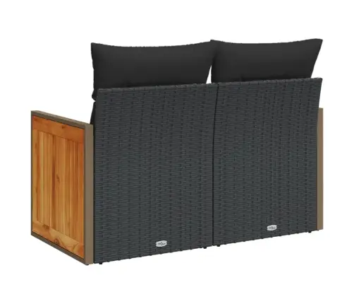 Divvietīgs Dārza Dīvāns Ar Matračiem, Melna Pe Rotangpalma Vidaxl