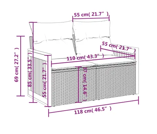 Divvietīgs Dārza Dīvāns Ar Matračiem, Melna Pe Rotangpalma Vidaxl