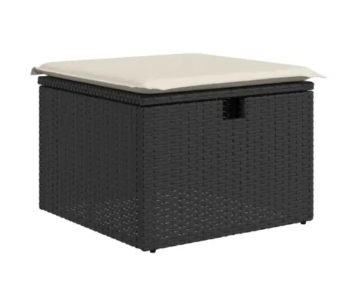 Dārza Soliņš Ar Matraci, Melna Pe Rotangpalma, 55X55X37 Cm Vidaxl