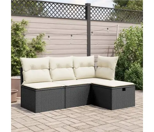 Dārza Soliņš Ar Matraci, Melna Pe Rotangpalma, 55X55X37 Cm Vidaxl