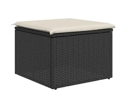 Dārza Soliņš Ar Matraci, Melna Pe Rotangpalma, 55X55X37 Cm Vidaxl