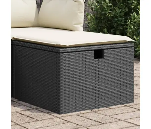 Dārza Soliņš Ar Matraci, Melna Pe Rotangpalma, 55X55X37 Cm Vidaxl