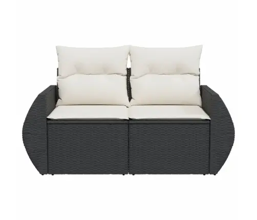 Dvivietė Sodo Sofa Su Pagalvėlėmis, Juodos Spalvos, Poliratanas