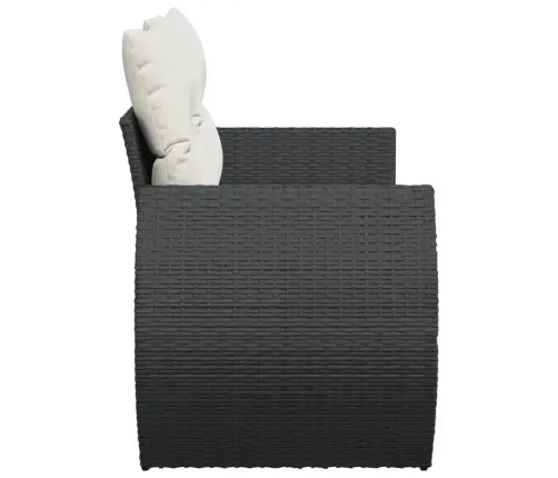 Dvivietė Sodo Sofa Su Pagalvėlėmis, Juodos Spalvos, Poliratanas