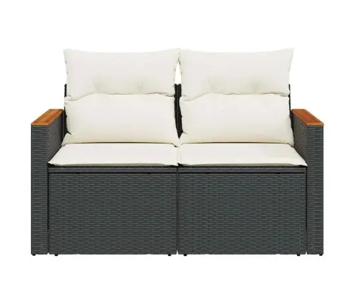 Dvivietė Sodo Sofa Su Pagalvėlėmis, Juodos Spalvos, Poliratanas