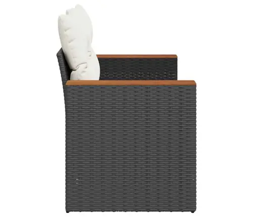 Dvivietė Sodo Sofa Su Pagalvėlėmis, Juodos Spalvos, Poliratanas