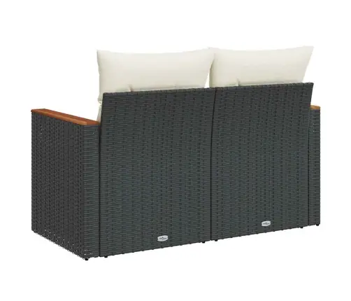 Dvivietė Sodo Sofa Su Pagalvėlėmis, Juodos Spalvos, Poliratanas