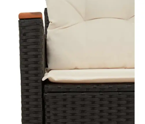 Dvivietė Sodo Sofa Su Pagalvėlėmis, Juodos Spalvos, Poliratanas