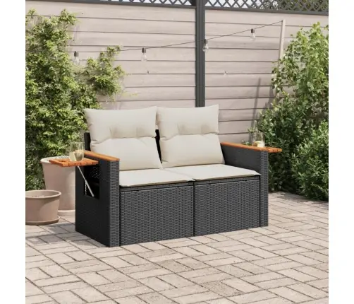 Divvietīgs Dārza Dīvāns Ar Matračiem, Melna Pe Rotangpalma Vidaxl