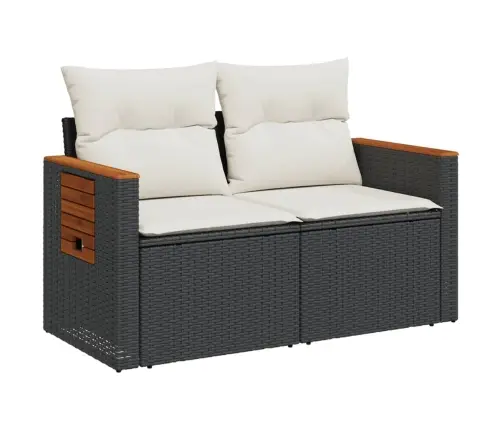 Divvietīgs Dārza Dīvāns Ar Matračiem, Melna Pe Rotangpalma Vidaxl