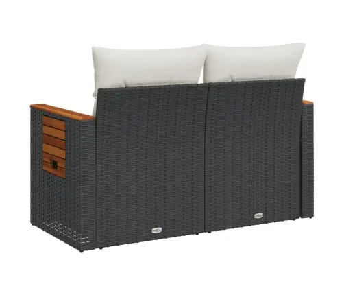 Divvietīgs Dārza Dīvāns Ar Matračiem, Melna Pe Rotangpalma Vidaxl