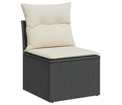 Sodo Kėdė Su Pagalvėlėmis, Juoda, Poliratanas, Be Porankių