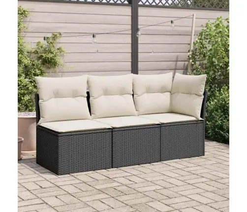 Sodo Kėdė Su Pagalvėlėmis, Juoda, Poliratanas, Be Porankių