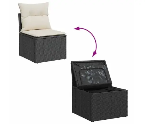 Sodo Kėdė Su Pagalvėlėmis, Juoda, Poliratanas, Be Porankių