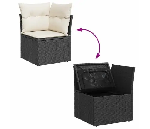 Dārza Stūra Dīvāns Ar Spilveniem, Melna Pe Rotangpalma Vidaxl