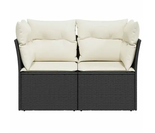 Dvivietė Sodo Sofa Su Pagalvėlėmis, Juodos Spalvos, Poliratanas