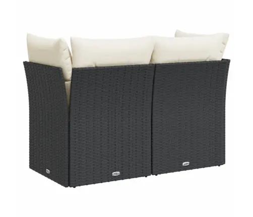 Dvivietė Sodo Sofa Su Pagalvėlėmis, Juodos Spalvos, Poliratanas