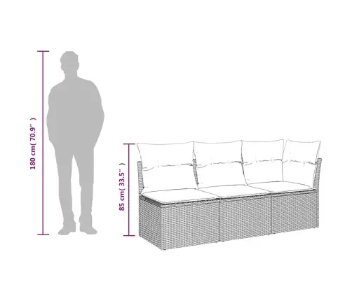 Trīsvietīgs Dārza Dīvāns Ar Matračiem, Melna Pe Rotangpalma Vidaxl