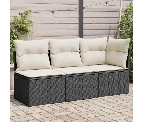 Trīsvietīgs Dārza Dīvāns Ar Matračiem, Melna Pe Rotangpalma Vidaxl