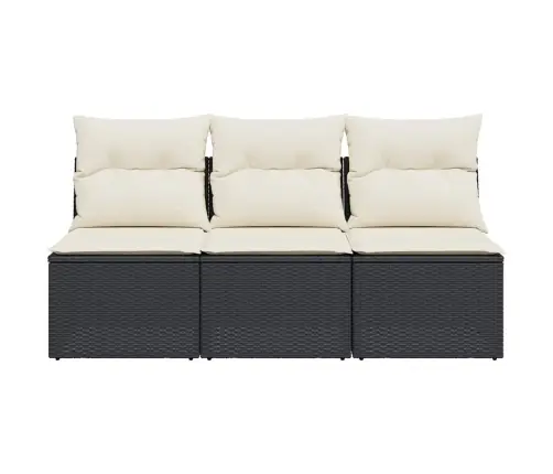 Trīsvietīgs Dārza Dīvāns Ar Matračiem, Melna Pe Rotangpalma Vidaxl