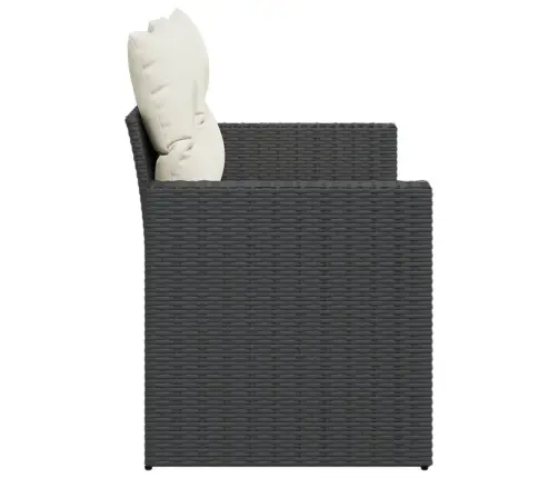 Dvivietė Sodo Sofa Su Pagalvėlėmis, Juodos Spalvos, Poliratanas Dvivietė Sodo Sofa Su Pagalvėlėmis, Juodos Spalvos, Poliratanas