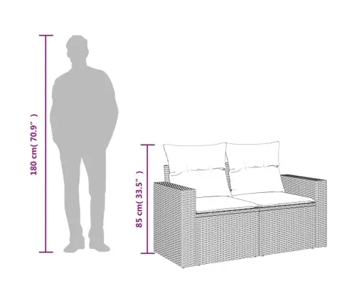 Dvivietė Sodo Sofa Su Pagalvėlėmis, Juodos Spalvos, Poliratanas Dvivietė Sodo Sofa Su Pagalvėlėmis, Juodos Spalvos, Poliratanas