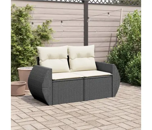 Divvietīgs Dārza Dīvāns Ar Matračiem, Melna Pe Rotangpalma Vidaxl