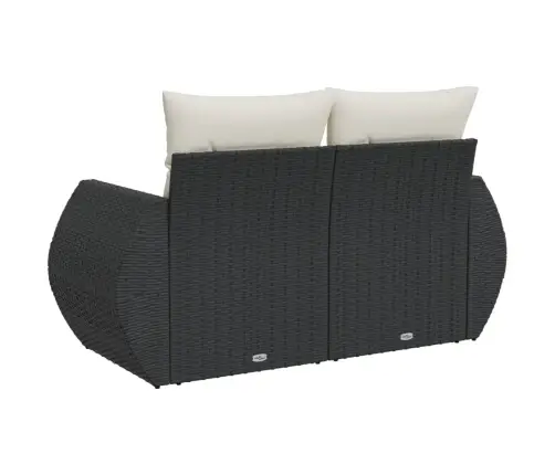 Divvietīgs Dārza Dīvāns Ar Matračiem, Melna Pe Rotangpalma Vidaxl
