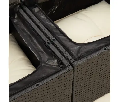 Divvietīgs Dārza Dīvāns Ar Matračiem, Melna Pe Rotangpalma Vidaxl