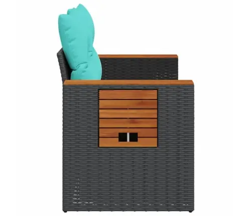 Dārza Dīvāns Ar Spilveniem, Divvietīgs, Melns, Polietilēna Rotangpalma Vidaxl