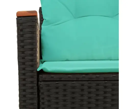 Dārza Dīvāns Ar Spilveniem, Divvietīgs, Melns, Polietilēna Rotangpalma Vidaxl