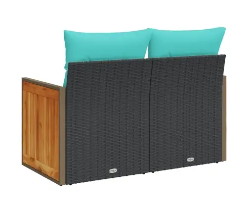 Sodo Sofa Su Pagalvėlėmis, Dvivietė, Juoda, Polirotangas