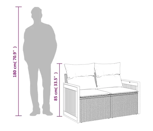 Sodo Sofa Su Pagalvėlėmis, Dvivietė, Juoda, Polirotangas