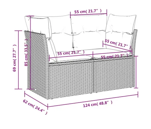 Dvivietė Sodo Sofa Su Pagalvėlėmis, Smėlio Spalvos, Poliratanas
