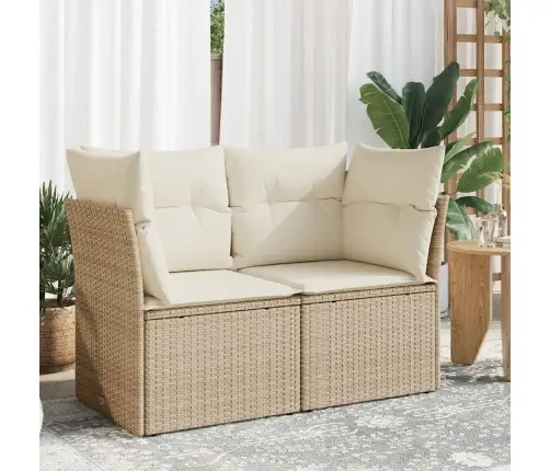 Dvivietė Sodo Sofa Su Pagalvėlėmis, Smėlio Spalvos, Poliratanas