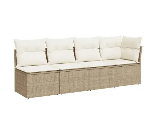 Četrvietīgs Dārza Dīvāns Ar Matračiem, Bēša Pe Rotangpalma Vidaxl