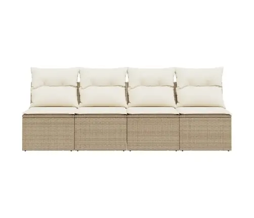 Četrvietīgs Dārza Dīvāns Ar Matračiem, Bēša Pe Rotangpalma Vidaxl