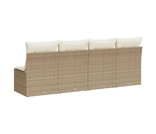 Četrvietīgs Dārza Dīvāns Ar Matračiem, Bēša Pe Rotangpalma Vidaxl