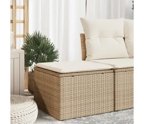 Sodo Taburetė Su Pagalvėle, Smėlio, 55X55X37cm Poliratanas